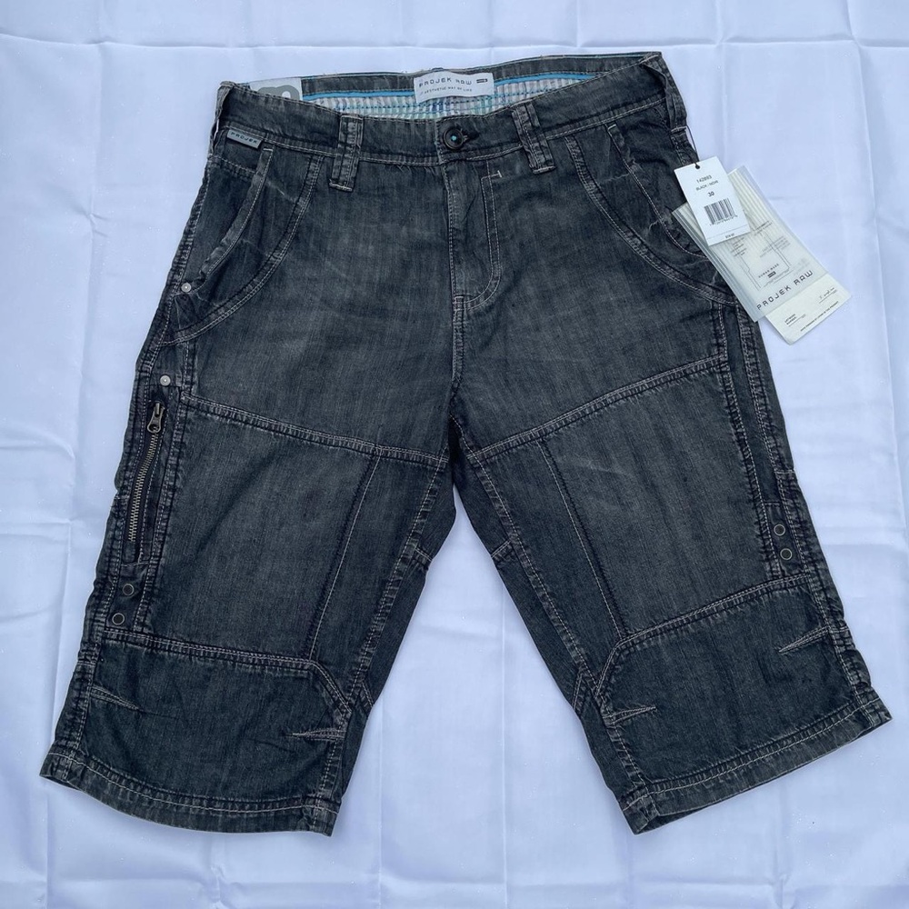 Project Raw Black and Grey jean shorts
